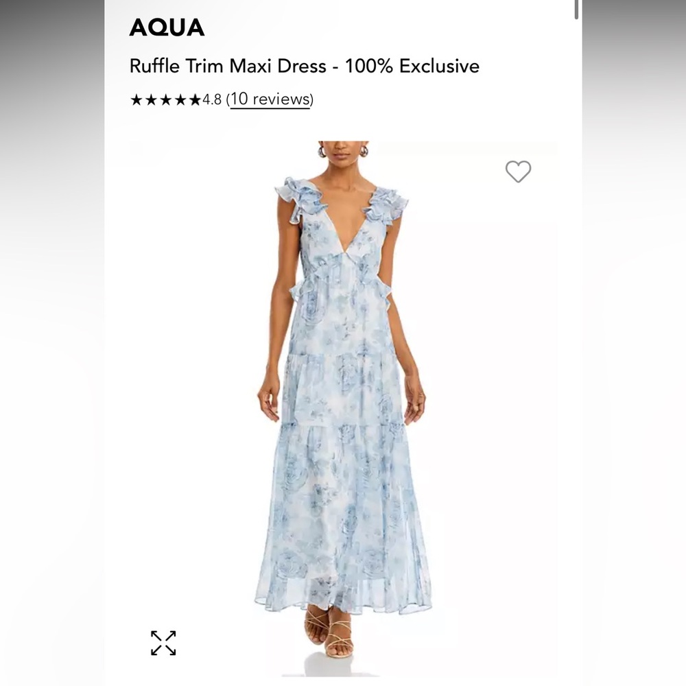 New with tags!! AQUA Ruffle Trim Maxi Dress. Color = Light Blue. Size = L